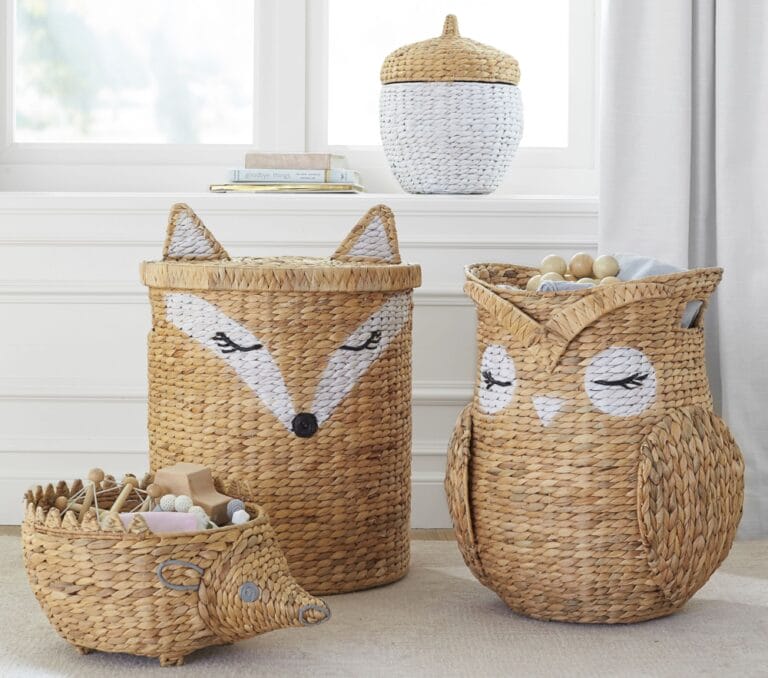 Pottery Barn Kids wicker animal storage baskets