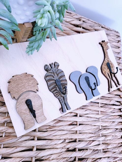 thelittletableau Safari animal hooks for nursery