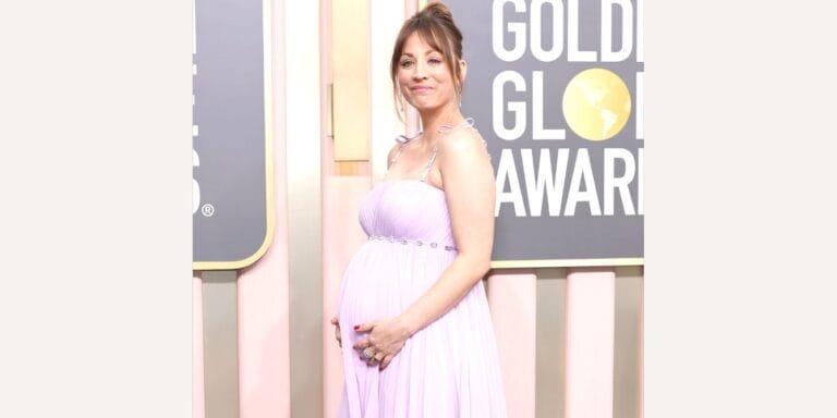 Pregnant Kaley Cuoco walks red carpet for 2023 Golden Globes