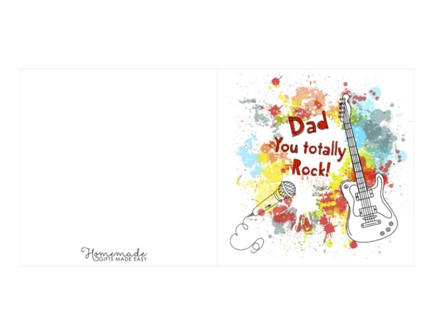 printable fathers day cards dad you totally rock guitar microphone Motherly