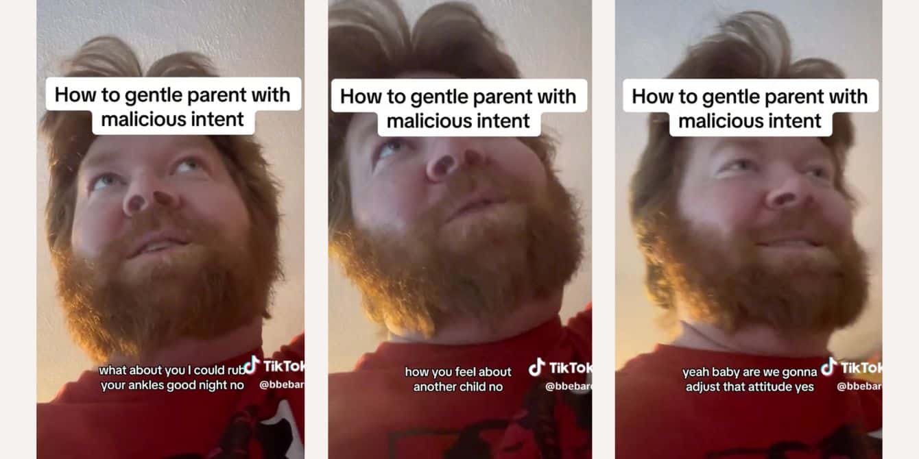 Dad on TikTok jokes about gentle parenting