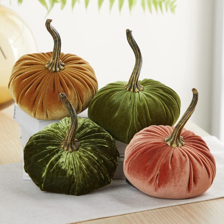 Small Velvet Pumpkins Set of 4