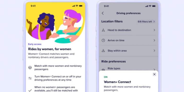 Lyft women drivers with women passengers app example