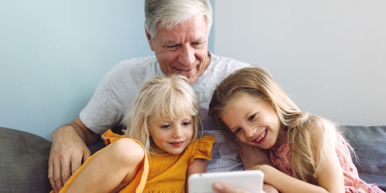 Grandfather with grandkids