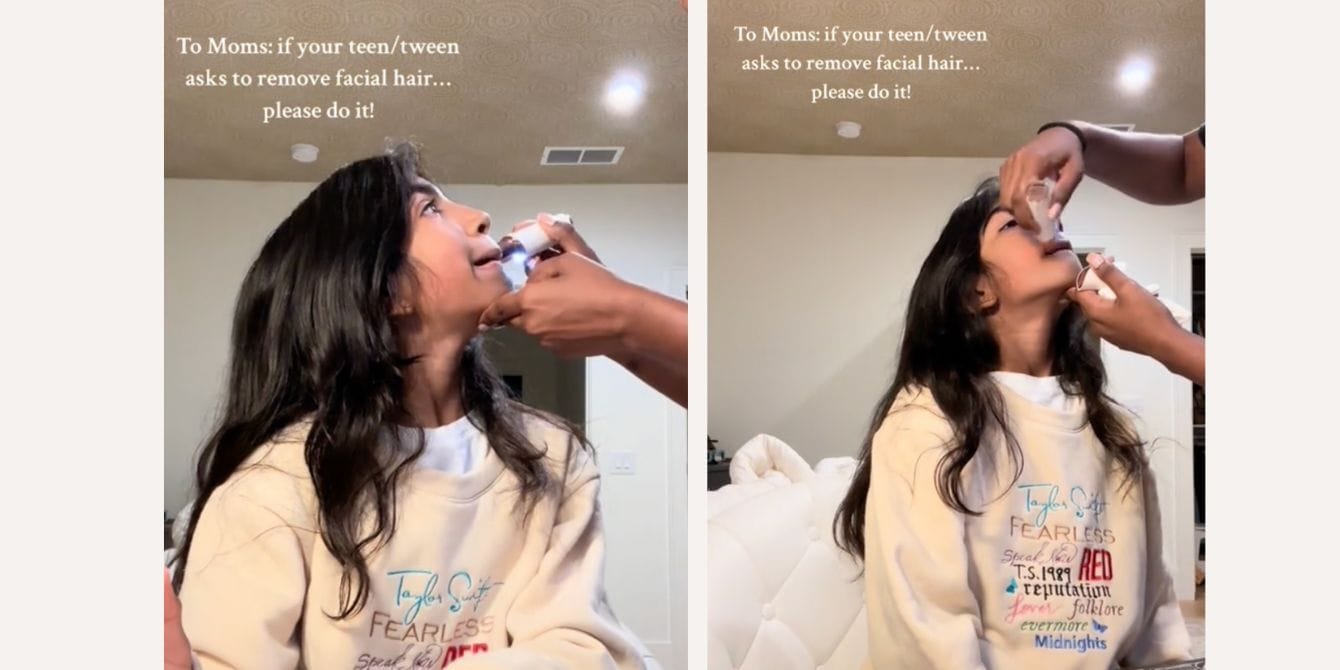 tiktok- mom removes daughter's facial hair