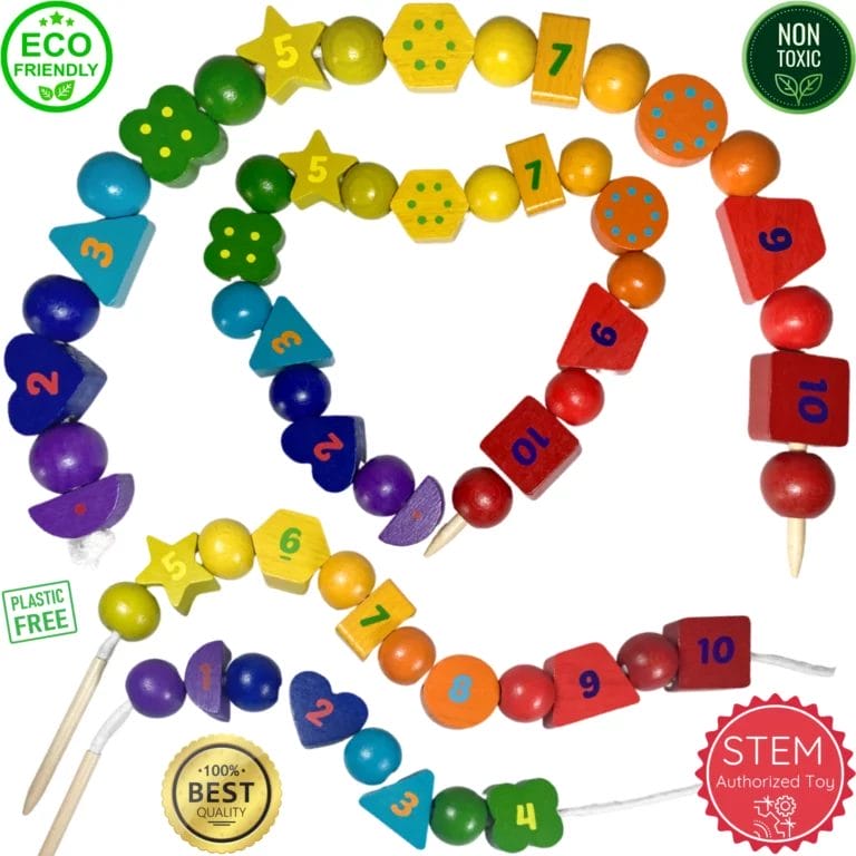 Large Wooden Bead Lacing Toy