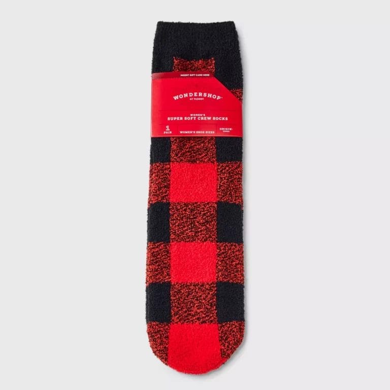 Wondershop Buffalo Check Plaid Cozy Crew Socks