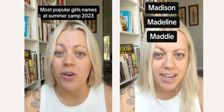 TikTok about popular girl names at summer camp