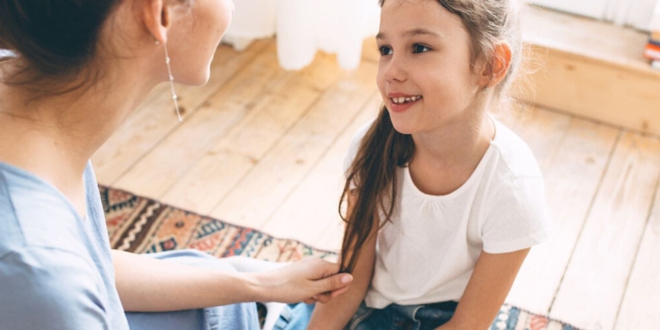 Mom encouraging child