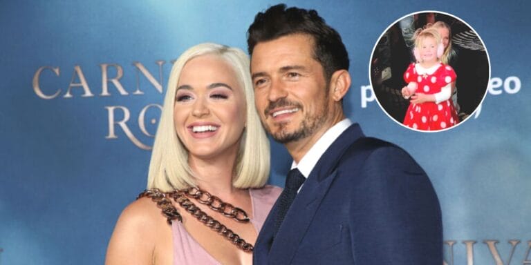 Katy Perry and Orlando Bloom with inset of daughter Daisy