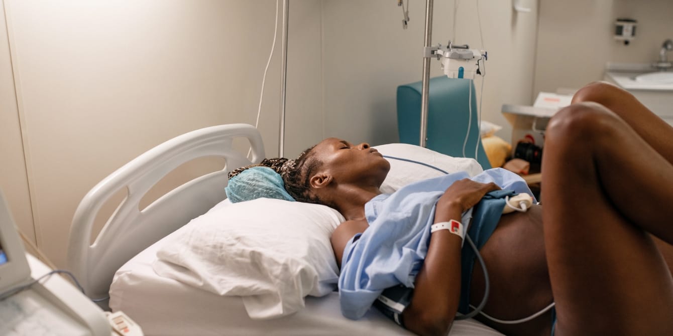 Black Woman With CTG Belt Giving Birth Black Maternal Mortality