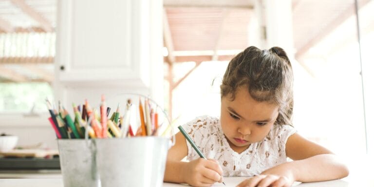 Little girl doing homework