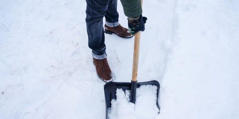 man shoveling snow - husband's snow message