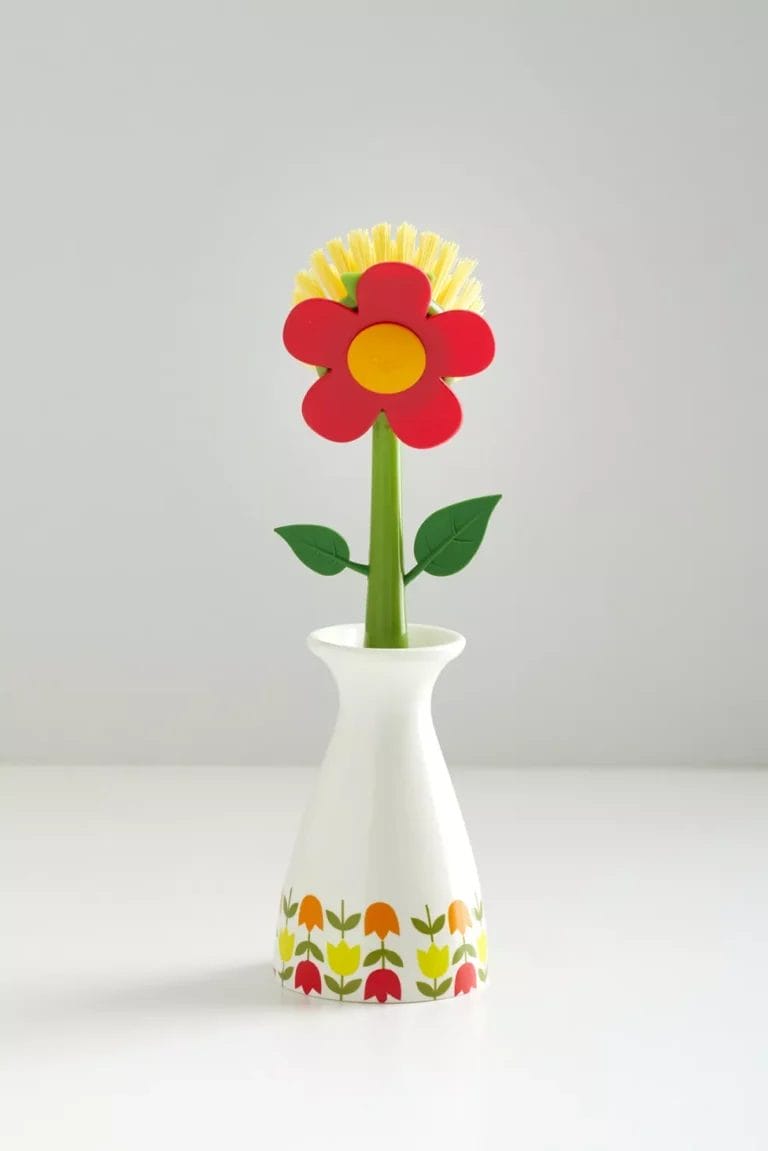 Urban Outfitters Flower Power Dish Brush & Holder Set