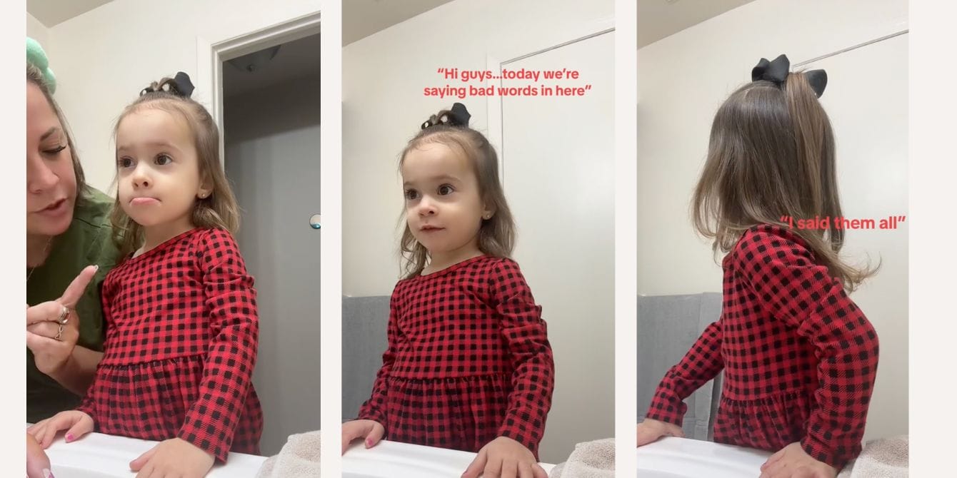 Toddler swearing in bathroom TikTok