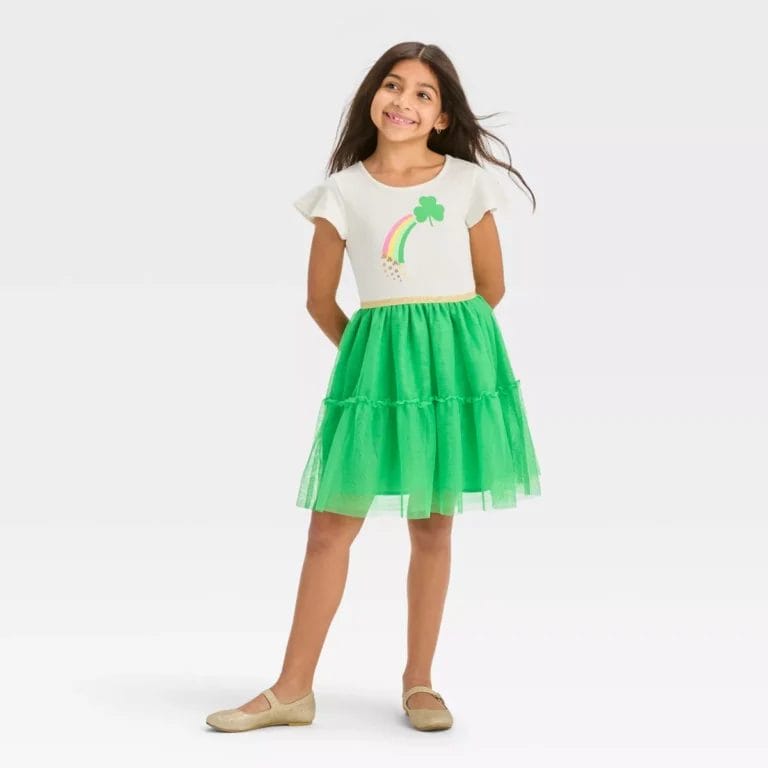 Cat & jack St. Patrick's Day Tiered Tulle Dress