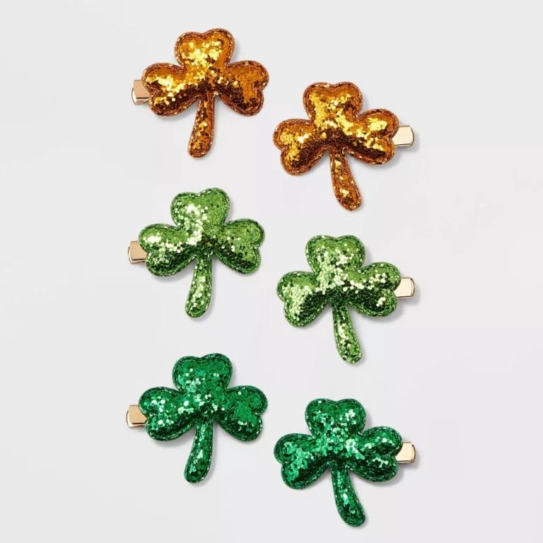 St. Patrick's Day Glitter Shamrock Hair Clip Set