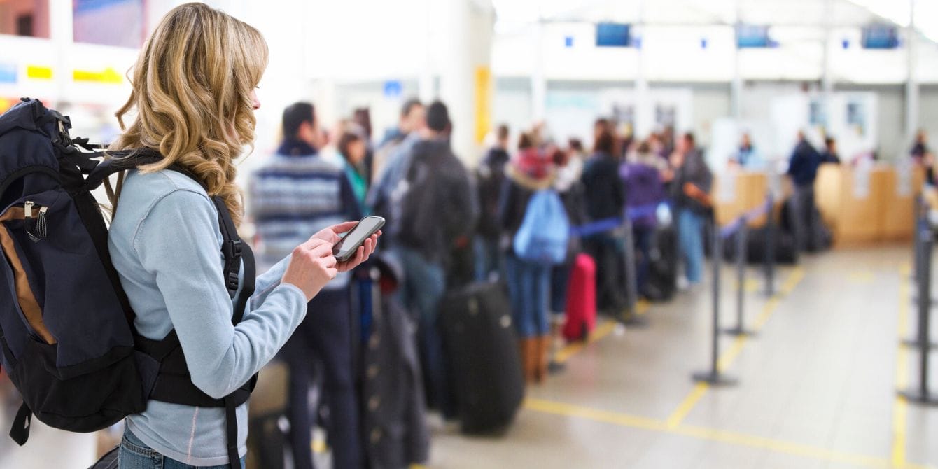 Woman in security line at the airport