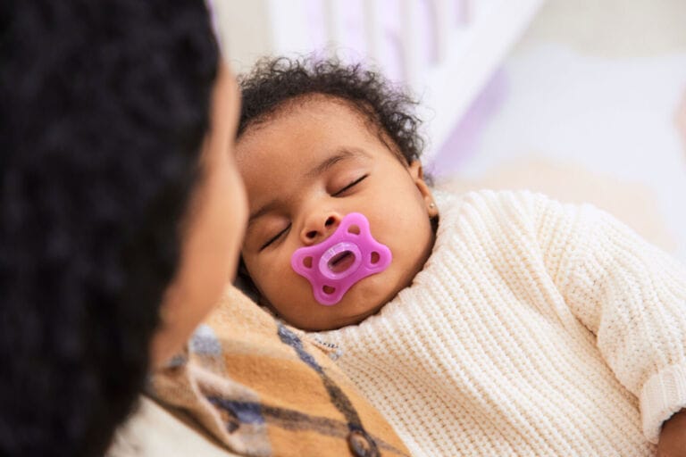 baby sleeping with MAM pacifier