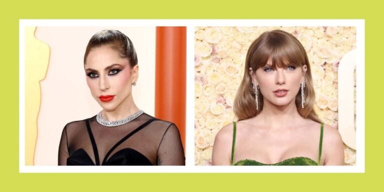 Lady Gaga and Taylor Swift split screen