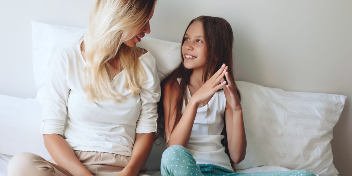 mom talking to tween daughter how to talk hygiene with tweens