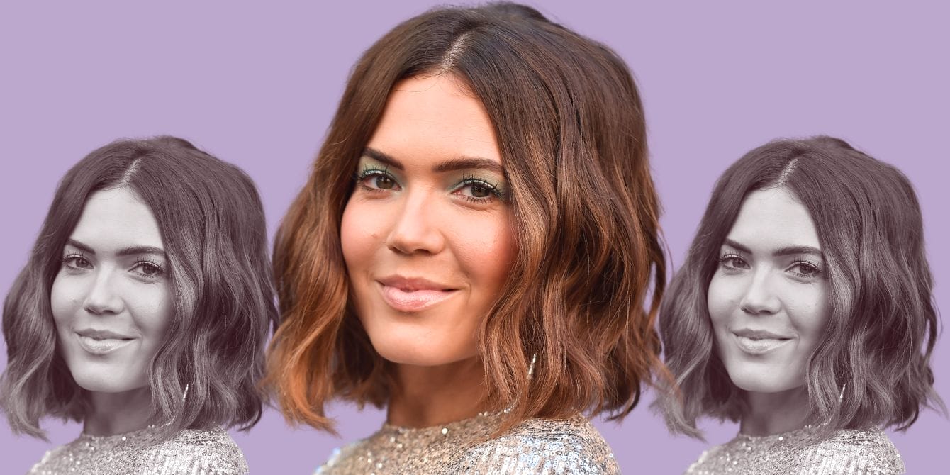 Mandy Moore on purple background - women's health research