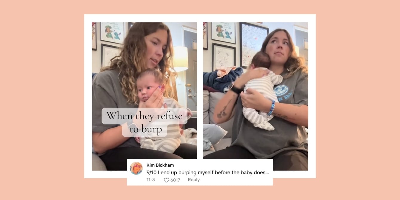 Viral Tiktok - What is my bay wont burp after feeding a woman demonstrates