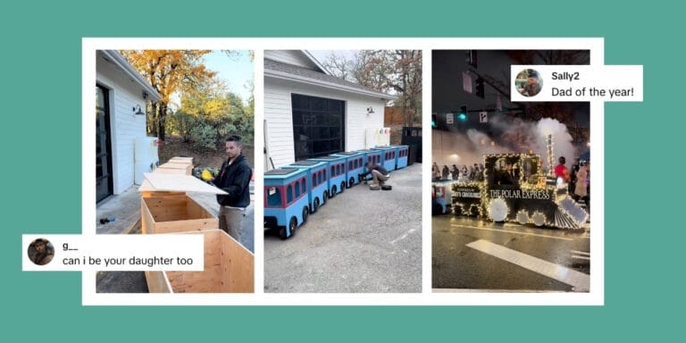 Viral TikTok - An image of a dad who built his daughter her very own Polar Express train