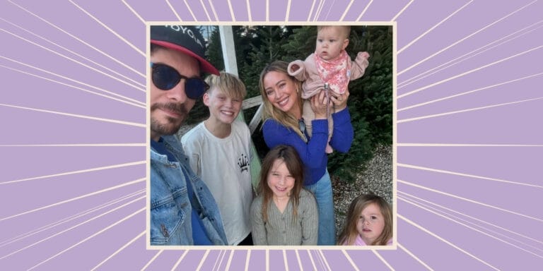 An image of Hilary Duff with her family