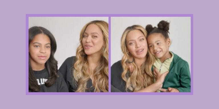 A picture of Beyonce, Blue Ivy and Rumi